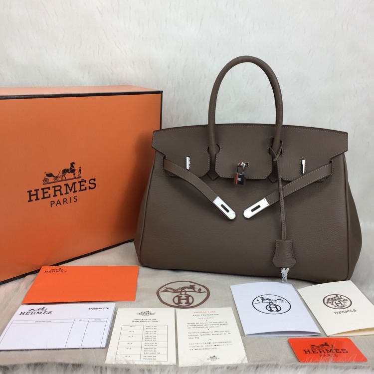 HERMES BİRKİN 35 CM VİZON GUMUS